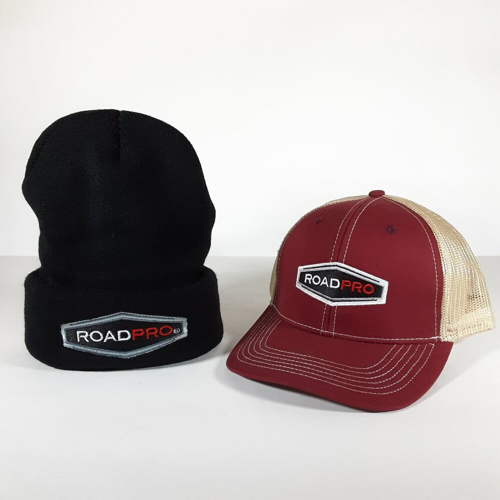 ROADPRO BLACK CANYON OUTFITTERS BURGUNDY/CREAM TRUCKER HAT W/ BONUS BEANIE BN